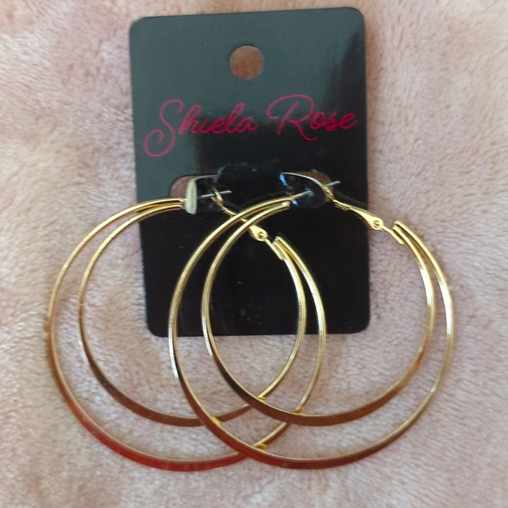 Gold plated double hoop earrings
